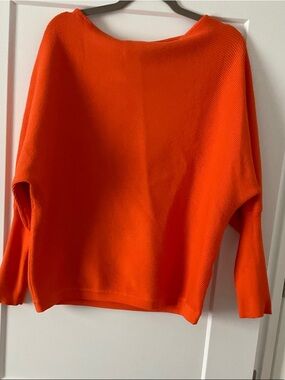 Women's Bright Orange Lightweight Boatneck Sweater